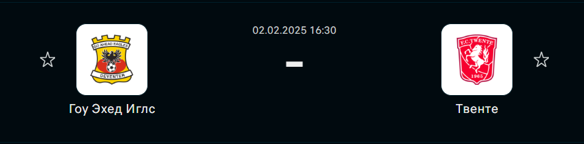 Гоу Эхед Иглз - Твенте: прогноз на матч 2 февраля 2025