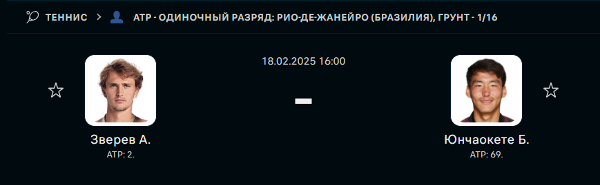 Александр Зверев - Бу Юньчаокэтэ: прогноз на матч 19 февраля 2025