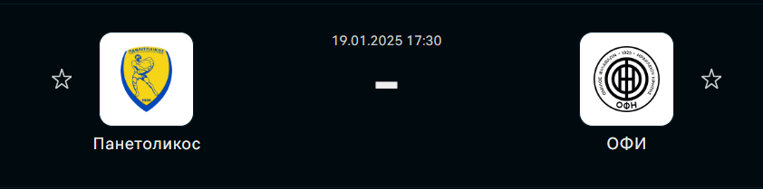 Панетоликос - ОФИ: прогноз на матч 19 января 2025