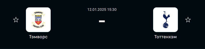 Тамуорт - Тоттенхэм: прогноз на матч 12 января 2025