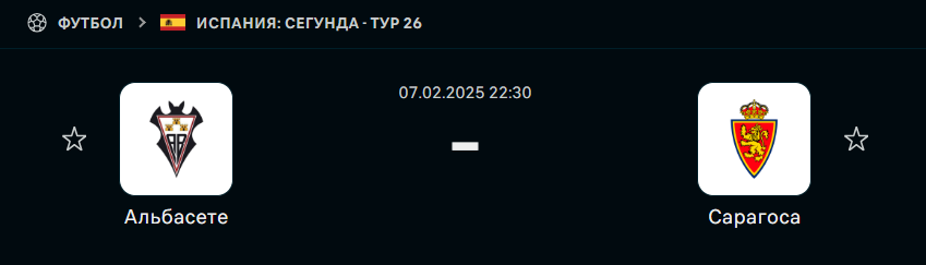Альбасете – Реал Сарагоса: Средний