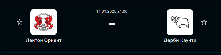 Лейтон Ориент - Дерби Каунти: прогноз на матч 11 января 2025