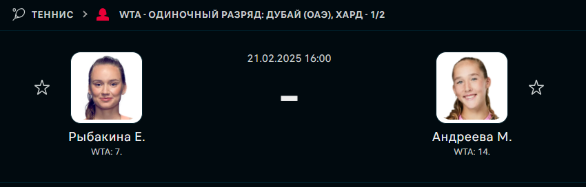 Елена Рыбакина - Мирра Андреева: прогноз на матч 21 февраля 2025